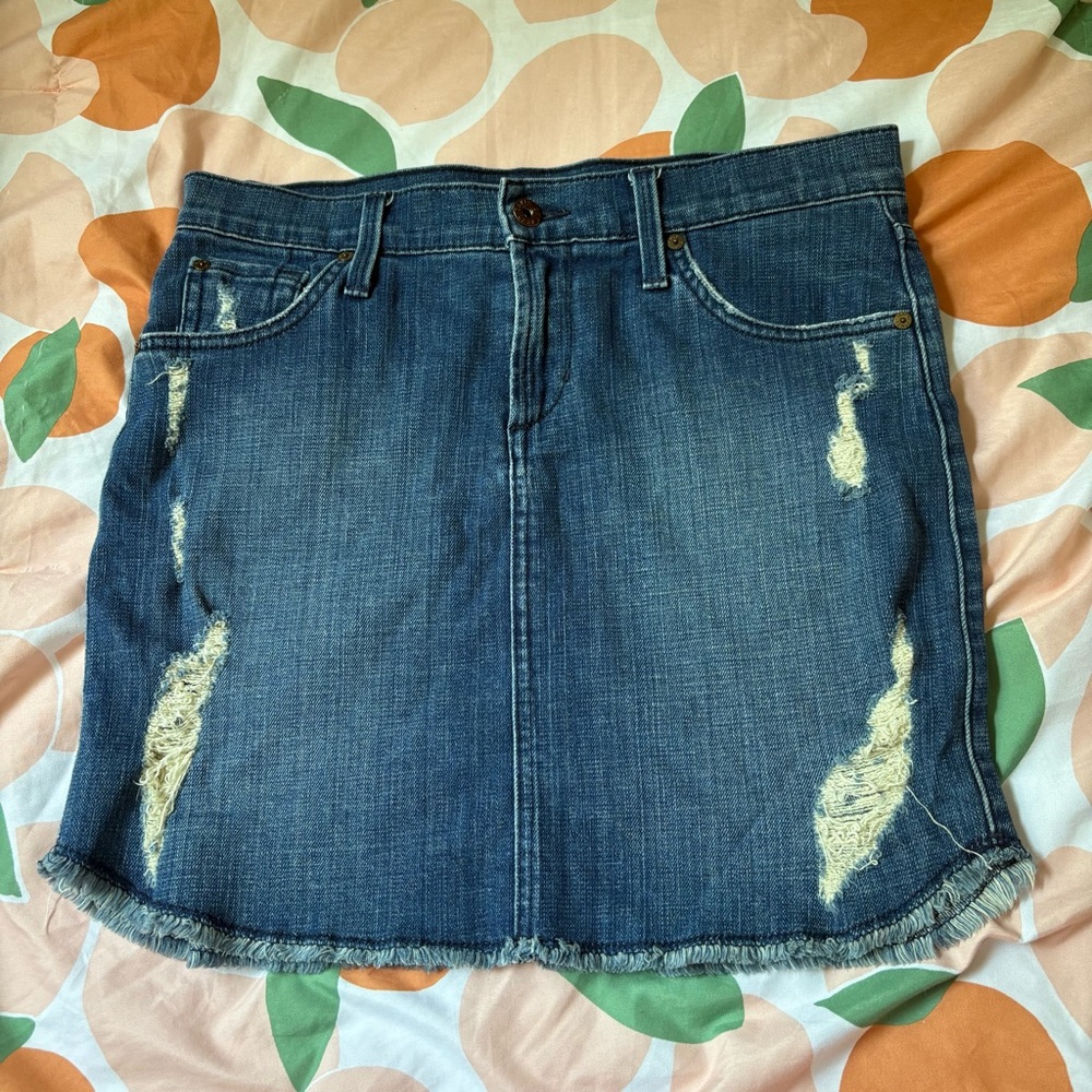 James Jeans Daisy Distressed Denim Mini Skirt